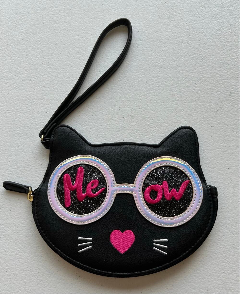 New! Betsey Johnson Luv Betsy Meow Black Cat Shaped Wristlet Cat Lover